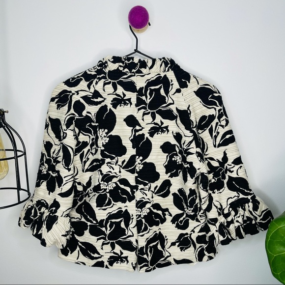 ECI New York - Floral Ruffled Linen Blazer Jacket 6 - Picture 3 of 10